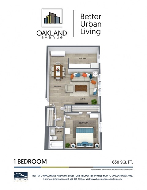 a floor plan of 1 bedroom with 1 bath